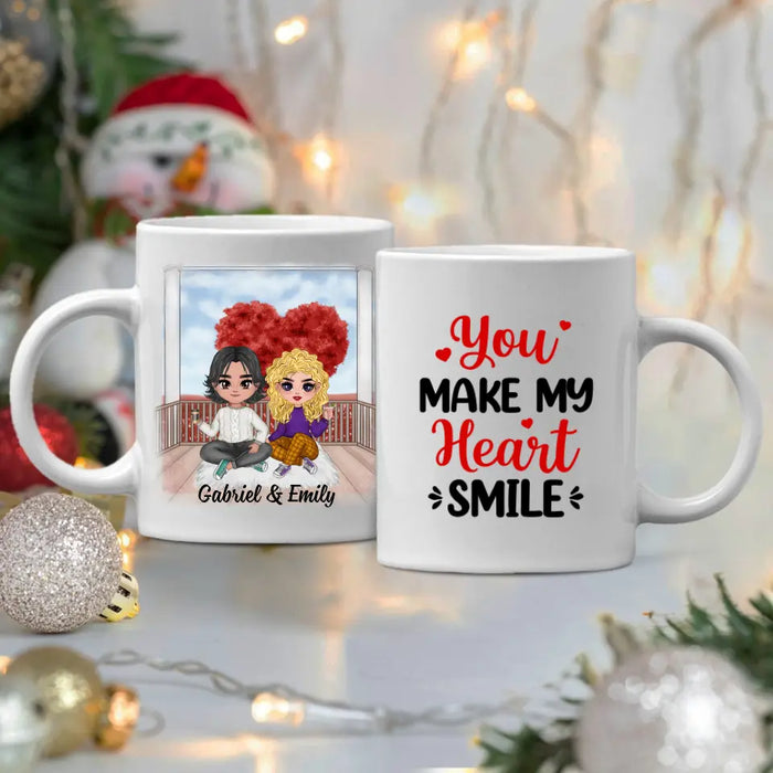 You Make My Heart Smile - Personalized Mug For Couples, For Her, For Him