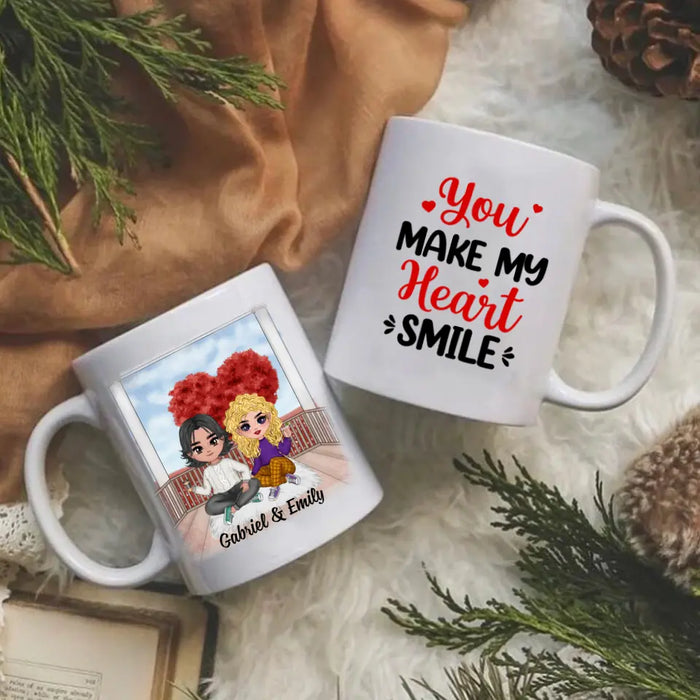 You Make My Heart Smile - Personalized Mug For Couples, For Her, For Him