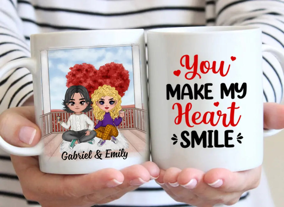 You Make My Heart Smile - Personalized Mug For Couples, For Her, For Him