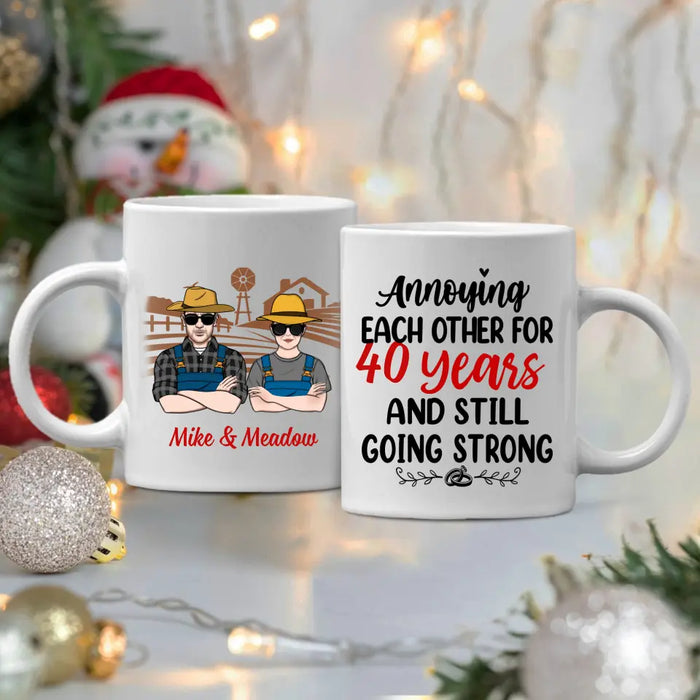 Older Couple Annoying Each Other For - Personalized Mug For Couples, Her, Him, Farmer, Anniversary