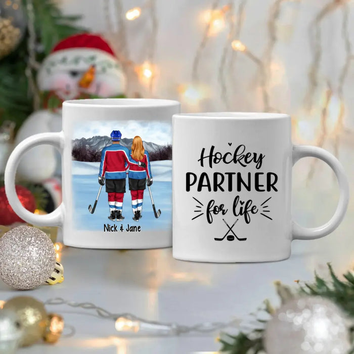 Hockey Partners For Life - Personalized Mug For Couples, Him, Her, Hockey