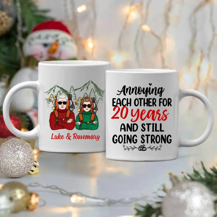 Older Couple Annoying Each Other For - Personalized Mug For Couples, Her, Him, Hiking, Anniversary