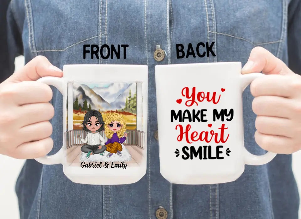 You Make My Heart Smile - Personalized Mug For Couples, For Her, For Him