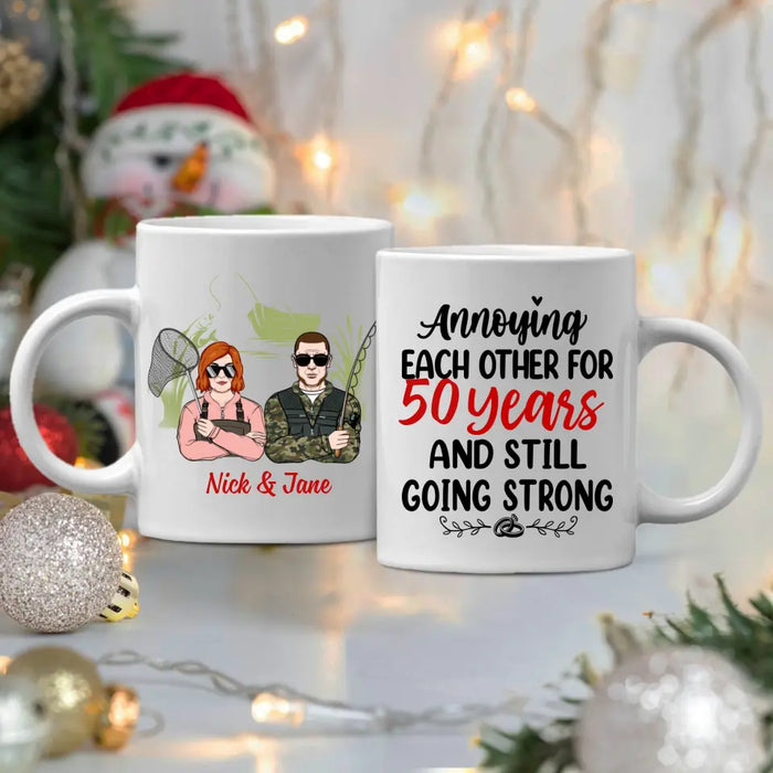 Older Couple Annoying Each Other For - Personalized Mug For Couples, Her, Him, Fishing, Anniversary