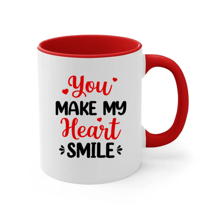 You Make My Heart Smile - Personalized Mug For Couples, For Her, For Him