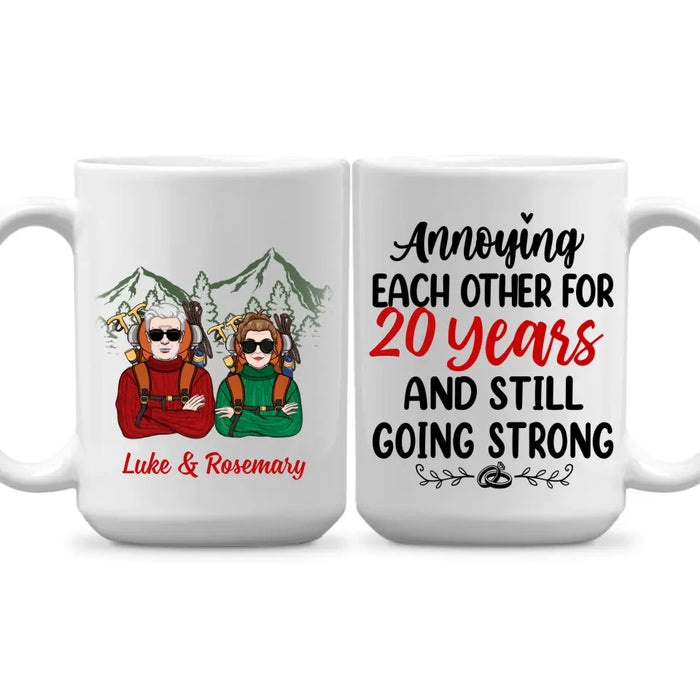 Older Couple Annoying Each Other For - Personalized Mug For Couples, Her, Him, Hiking, Anniversary
