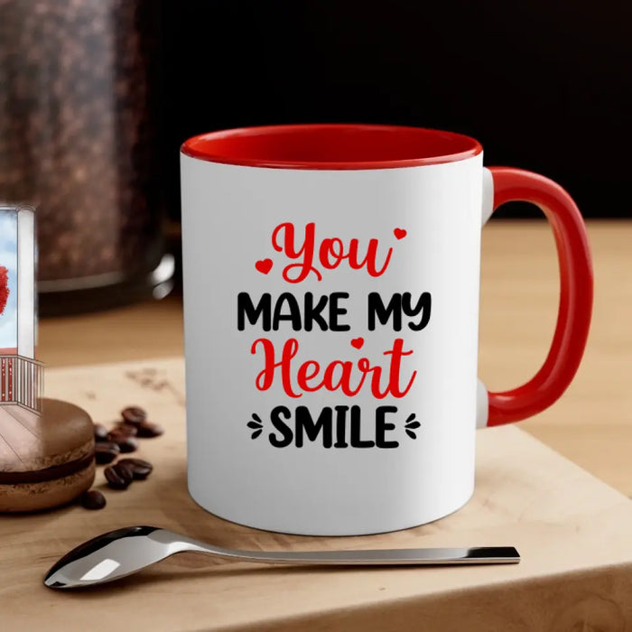 You Make My Heart Smile - Personalized Mug For Couples, For Her, For Him