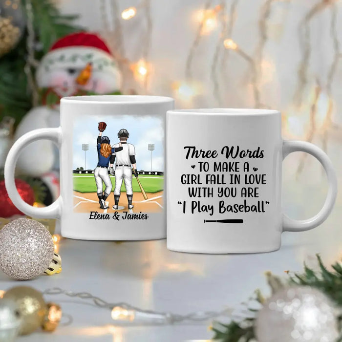 My Boyfriend Loves To Play Baseball - Personalized Mug For Couples, Him, Her, Baseball