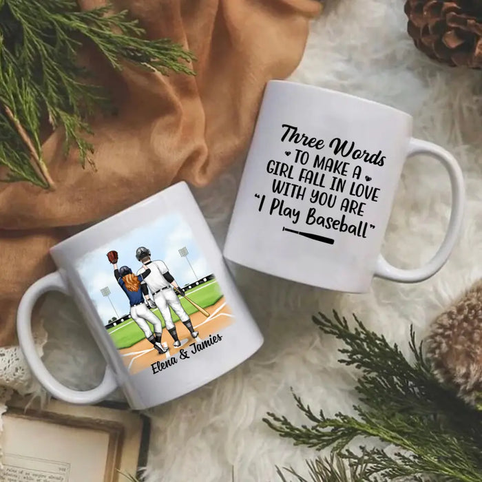 My Boyfriend Loves To Play Baseball - Personalized Mug For Couples, Him, Her, Baseball