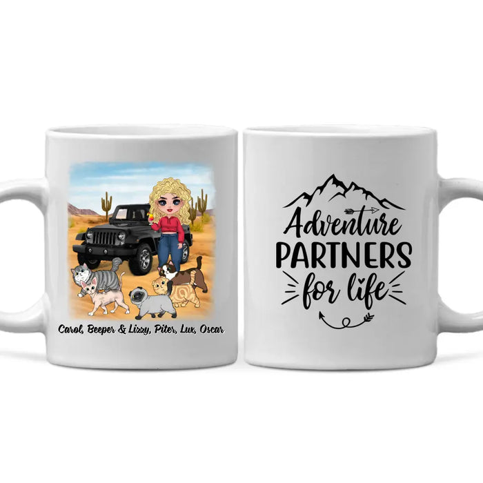 Adventure Partners For Life - Personalized Mug For Her, Cat Lovers, Chibi