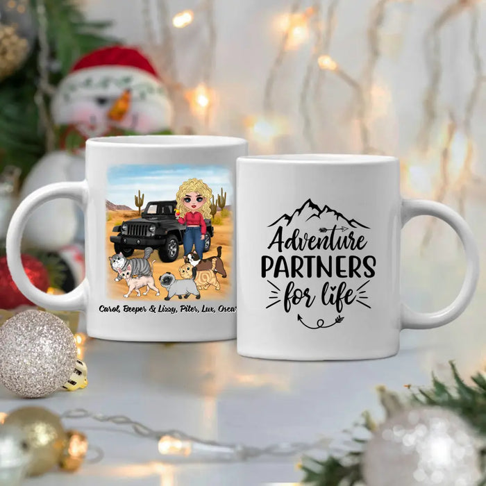 Adventure Partners For Life - Personalized Mug For Her, Cat Lovers, Chibi