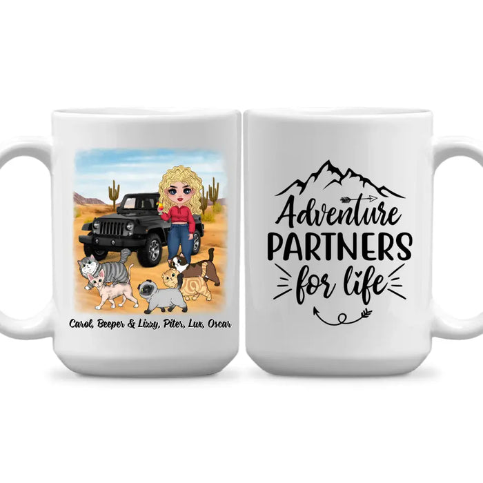 Adventure Partners For Life - Personalized Mug For Her, Cat Lovers, Chibi