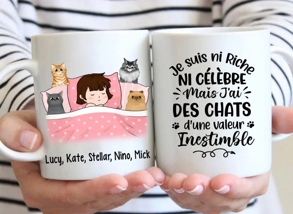 Je Suis Ni Riche Ni Célèbre Mais J'ai Des Chats - Personalized Mug For Him, Her, Cat Lovers