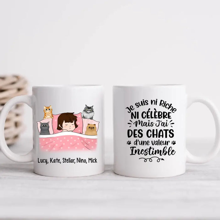 Je Suis Ni Riche Ni Célèbre Mais J'ai Des Chats - Personalized Mug For Him, Her, Cat Lovers