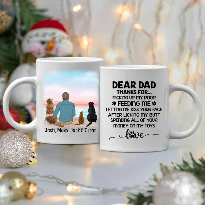 Dear Dad Thanks for Picking Up My Poop - Personalized Mug for Dog/ Cat Dad, Dog and Cat Lovers