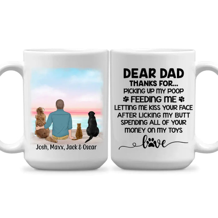 Dear Dad Thanks for Picking Up My Poop - Personalized Mug for Dog/ Cat Dad, Dog and Cat Lovers