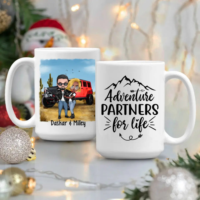 Off-Road Couple Hugging, Driving Together - Personalized Mug For Car Lovers, Off-Road