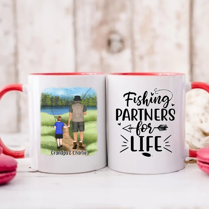 Fishing Partners For Life - Personalized Mug For Grandpa, Kid, Fishing