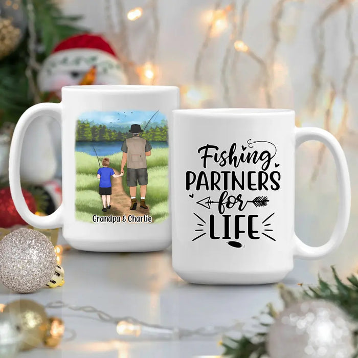Fishing Partners For Life - Personalized Mug For Grandpa, Kid, Fishing