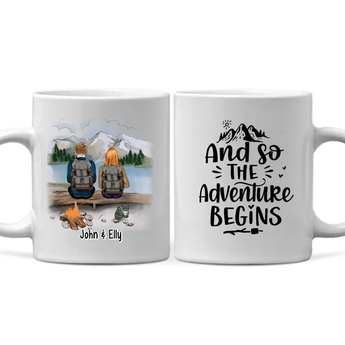 And So The Adventure Begins - Personalized Mug For Couples, Friends, Camping, Hiking