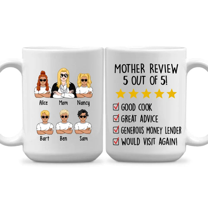 Up To 5 Kids Mother Review 5 Out Of 5 - Personalized Mug For Her, Mom