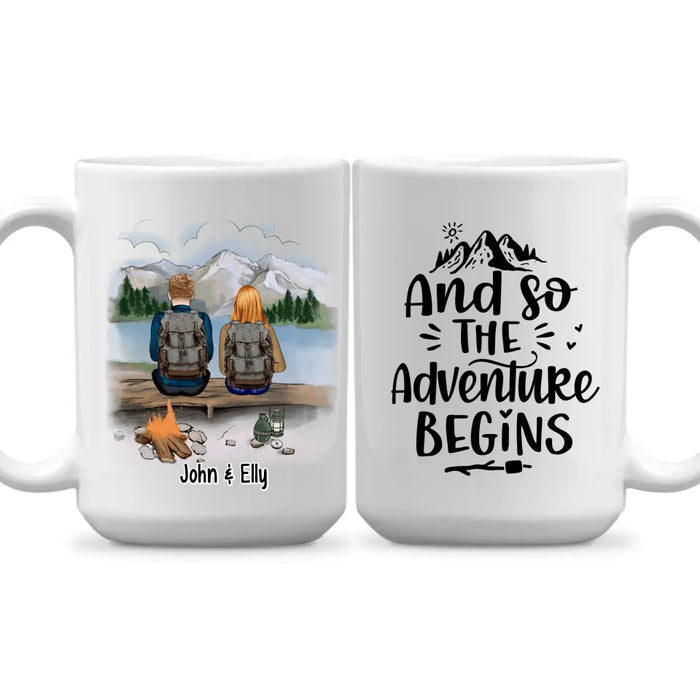 And So The Adventure Begins - Personalized Mug For Couples, Friends, Camping, Hiking