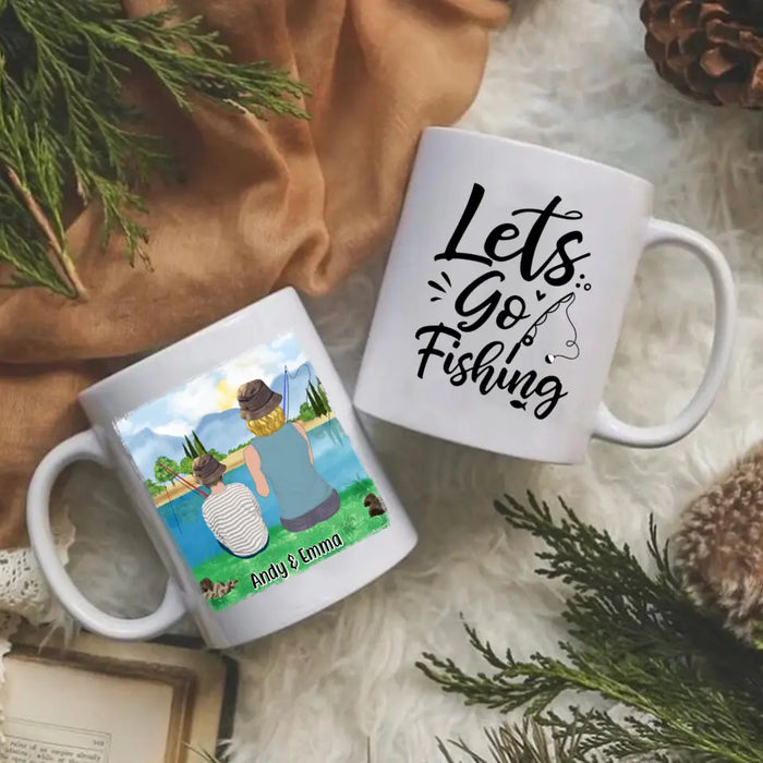 Let's Go Fishing Mom & Kids - Personalized Mug For Mom, Kids, Family, Fishing