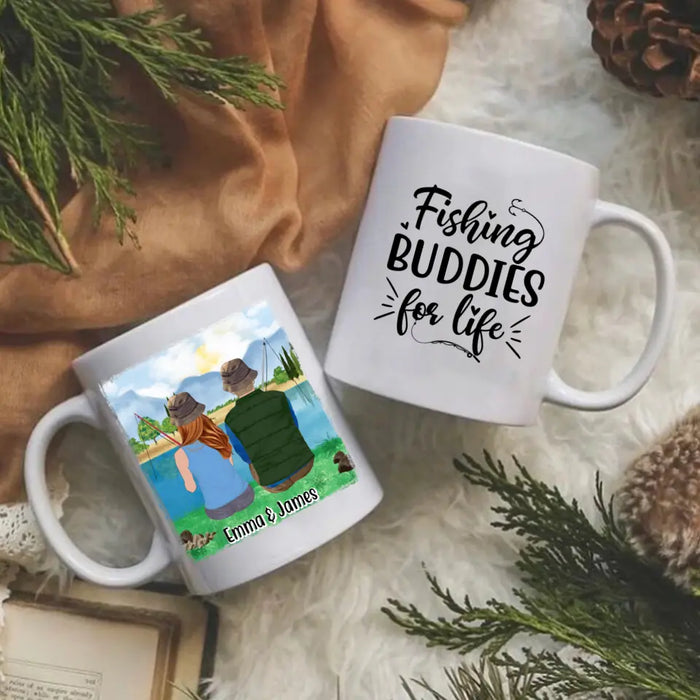 Fishing Buddies For Life - Personalized Mug For Couples, Friends, Family, Fishing