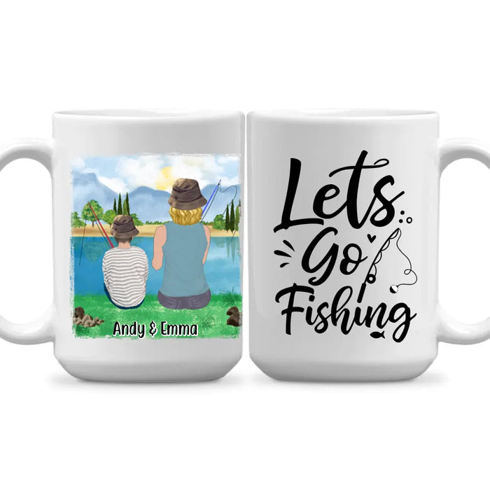 Let's Go Fishing Mom & Kids - Personalized Mug For Mom, Kids, Family, Fishing