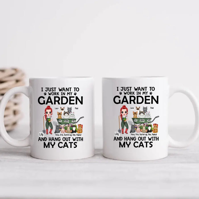 Up To 10 Cats, I Just Want To Work In My Garden - Personalized Mug For Cat Gardening Lovers, Gardeners