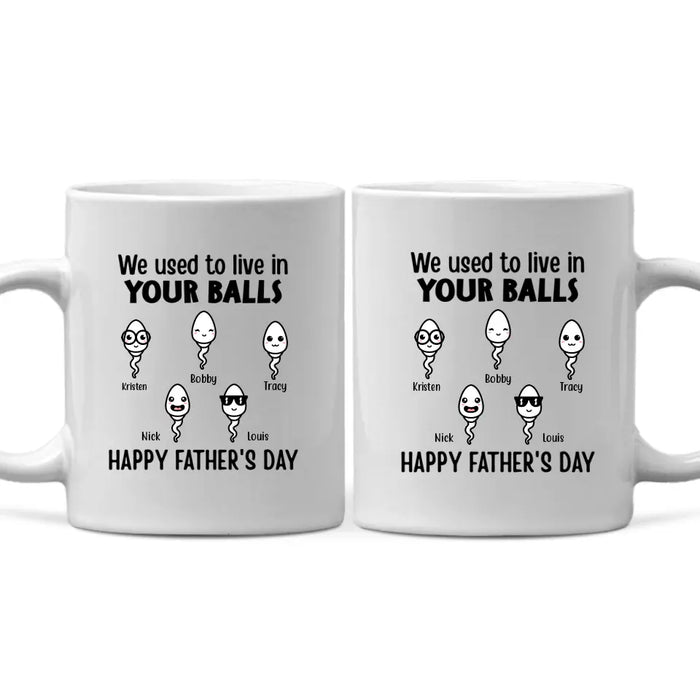 Happy Father's Day We Used To Live In Your Balls - Personalized Mug For Dad, Father, Family