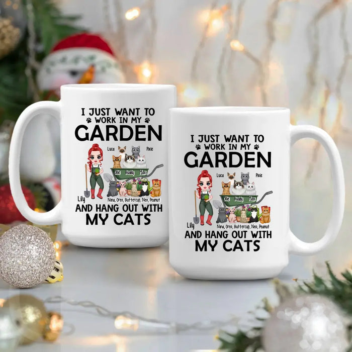 Up To 10 Cats, I Just Want To Work In My Garden - Personalized Mug For Cat Gardening Lovers, Gardeners