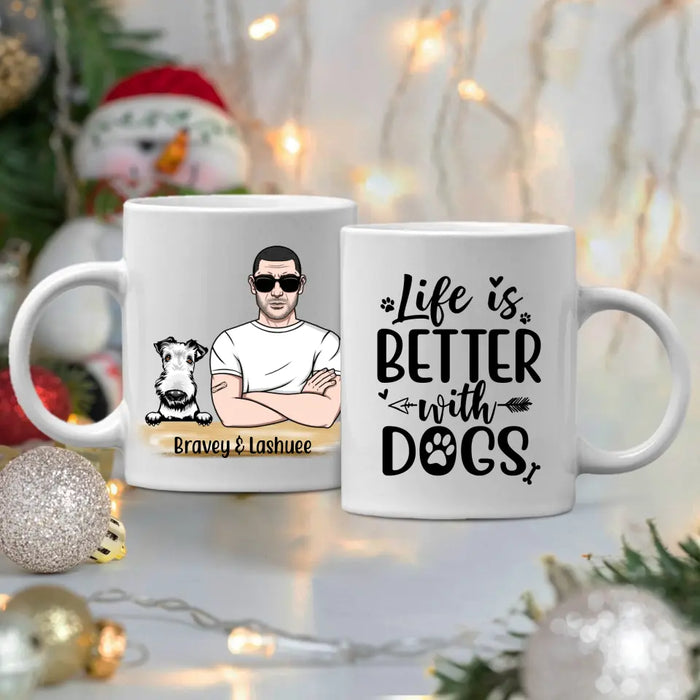 Life Is Better With Dogs - Personalized Mug For Dog Dad, Father's Day