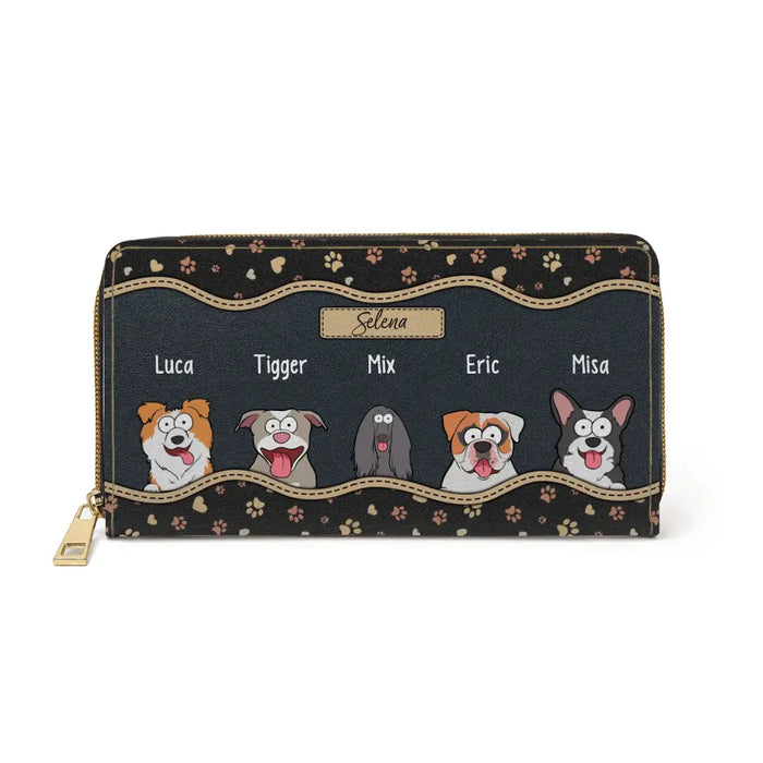 Personalized Paw Love Dog Purse - Custom Zip Wallet For Dog Mom, Dog Lovers