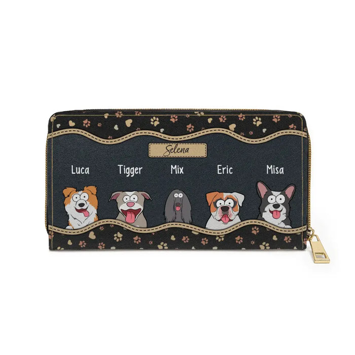 Personalized Paw Love Dog Purse - Custom Zip Wallet For Dog Mom, Dog Lovers
