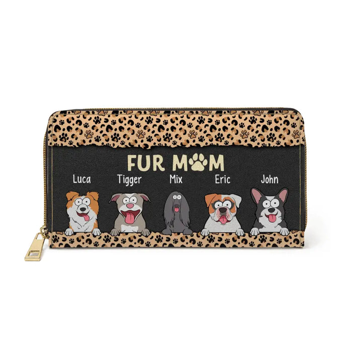 Personalized Fur Mom Purse - Custom Zip Wallet For Dog Mom, Dog Lovers