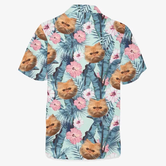 Custom Face Photo Upload Hawaiian Shirt, Hawaiian Shirt for Men, Tropical Style Cat Hawaiian Shirt
