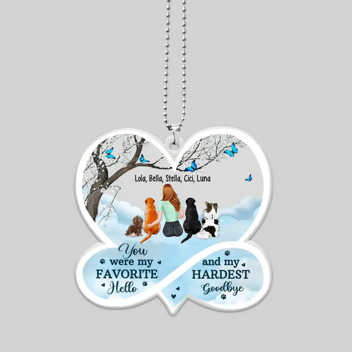 You Were My Favorite Hello & My Hardest Goodbye - Personalized Gifts Custom Car Ornament For Dog Mom, Memorial Gifts for Loss Of Dogs