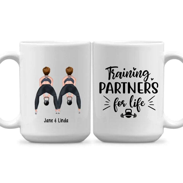 Training Partners for Life - Personalized Gifts Custom Gym Mug Fitness for Besties, for Friends, Gym Lovers