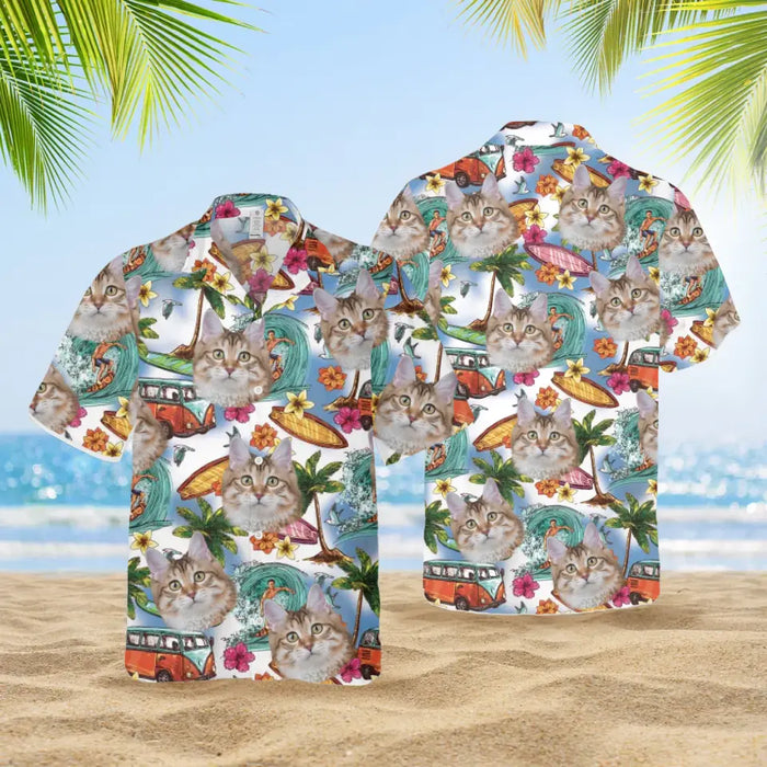 Personalized Hawaiian Shirt With Face, Custom Face Hawaiian Shirt For Man Woman, Custom Retro Vintage Surf Unisex Hawaiian Shirt
