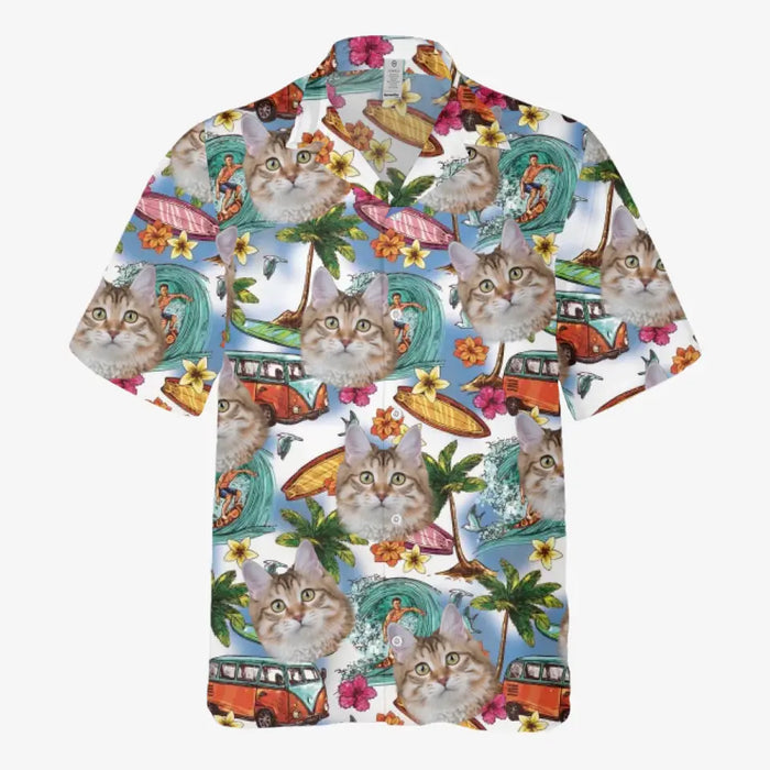 Personalized Hawaiian Shirt With Face, Custom Face Hawaiian Shirt For Man Woman, Custom Retro Vintage Surf Unisex Hawaiian Shirt