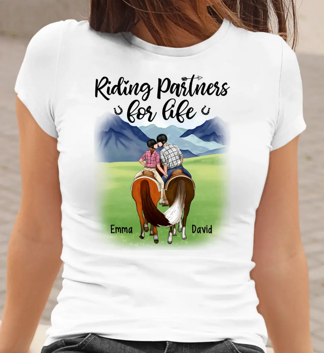 Personalized Shirt, Horseback Riding Couple Holding Hand, Gift For Horse Lovers