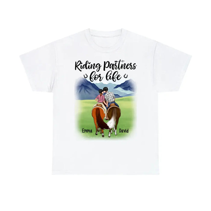 Personalized Shirt, Horseback Riding Couple Holding Hand, Gift For Horse Lovers