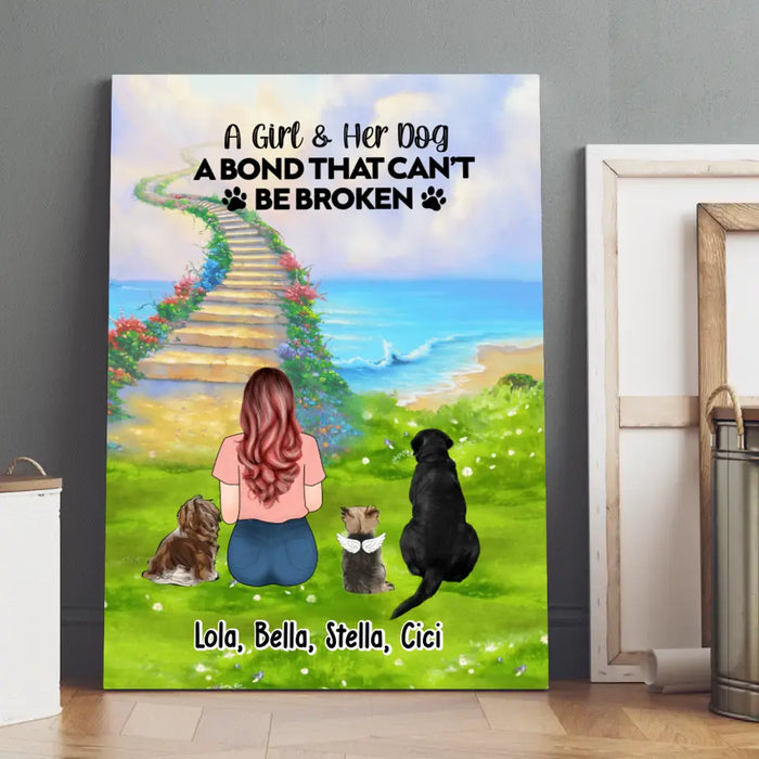 A Girl & Her Dog A Bond That Can't Be Broken - Personalized Gifts Custom Canvas For Dog Mom, Dog Lovers