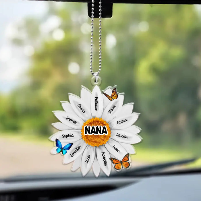 Custom Kid Name Sunflower Mom Grandma Mimi Nana - Personalized Gifts Custom Car Ornament For Grandma, Mom, Mother's Gift