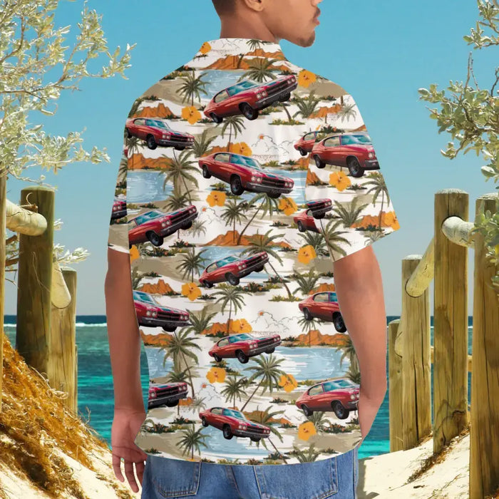 Upload Car Photo Hawaiian Shirt, Personalized Photo Upload Car Unisex Hawaiian Shirt, Custom Hawaiian Shirt, Vintage Beach Hawaiian Shirt