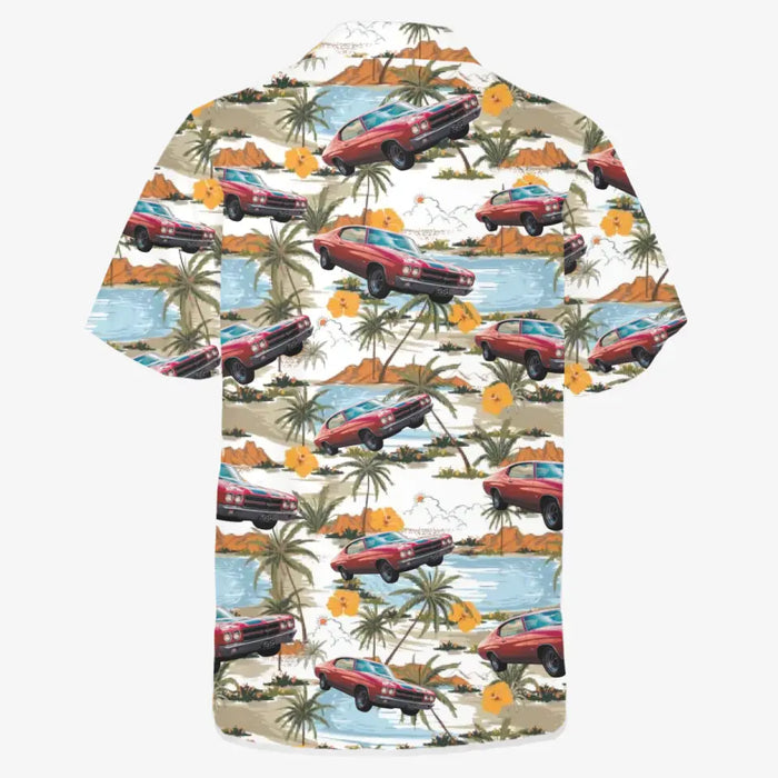 Upload Car Photo Hawaiian Shirt, Personalized Photo Upload Car Unisex Hawaiian Shirt, Custom Hawaiian Shirt, Vintage Beach Hawaiian Shirt