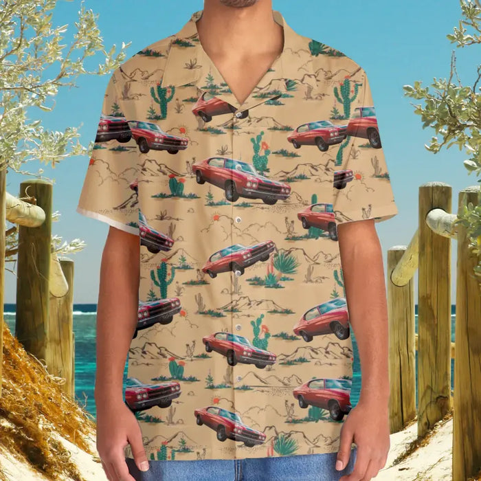 Upload Car Photo Hawaiian Shirt, Personalized Photo Upload Car Men's Hawaiian Shirt, Custom Hawaiian Shirt, Cactus Desert Hawaiian Shirt