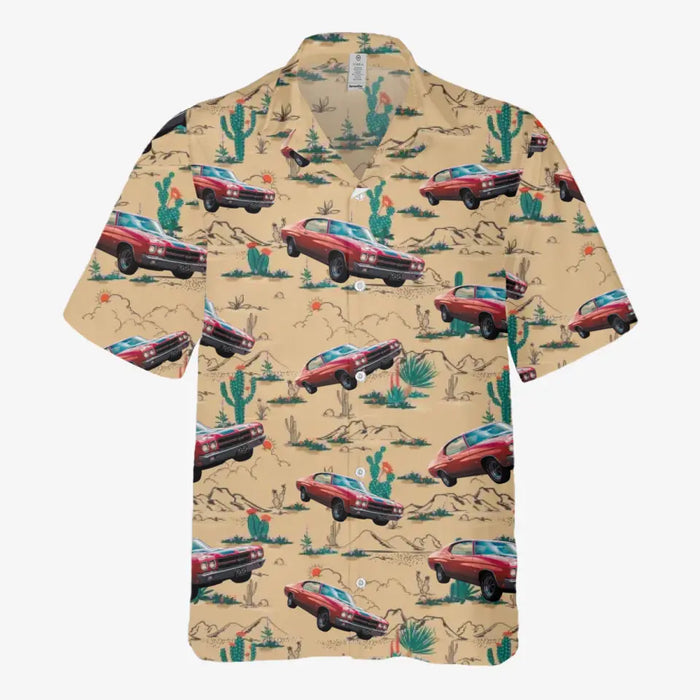 Upload Car Photo Hawaiian Shirt, Personalized Photo Upload Car Men's Hawaiian Shirt, Custom Hawaiian Shirt, Cactus Desert Hawaiian Shirt