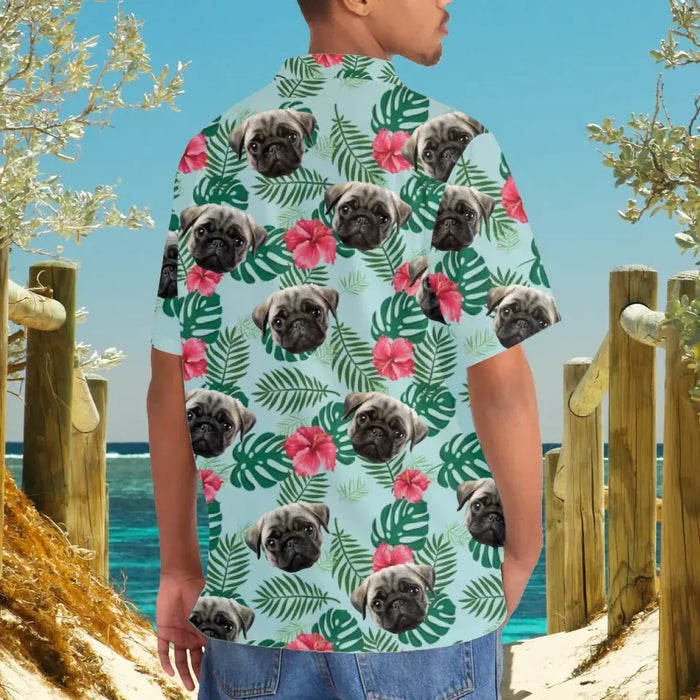 Personalized Hawaiian Shirt With Face, Custom Face Hawaiian Shirt For Man Woman, Custom Tropical Hibiscus Flower Unisex Hawaiian Shirt